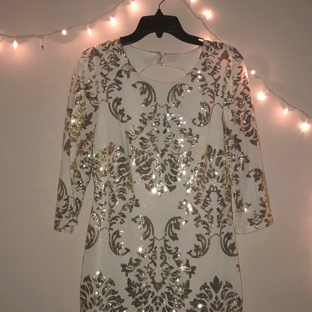 White and Gold Homecoming Dress